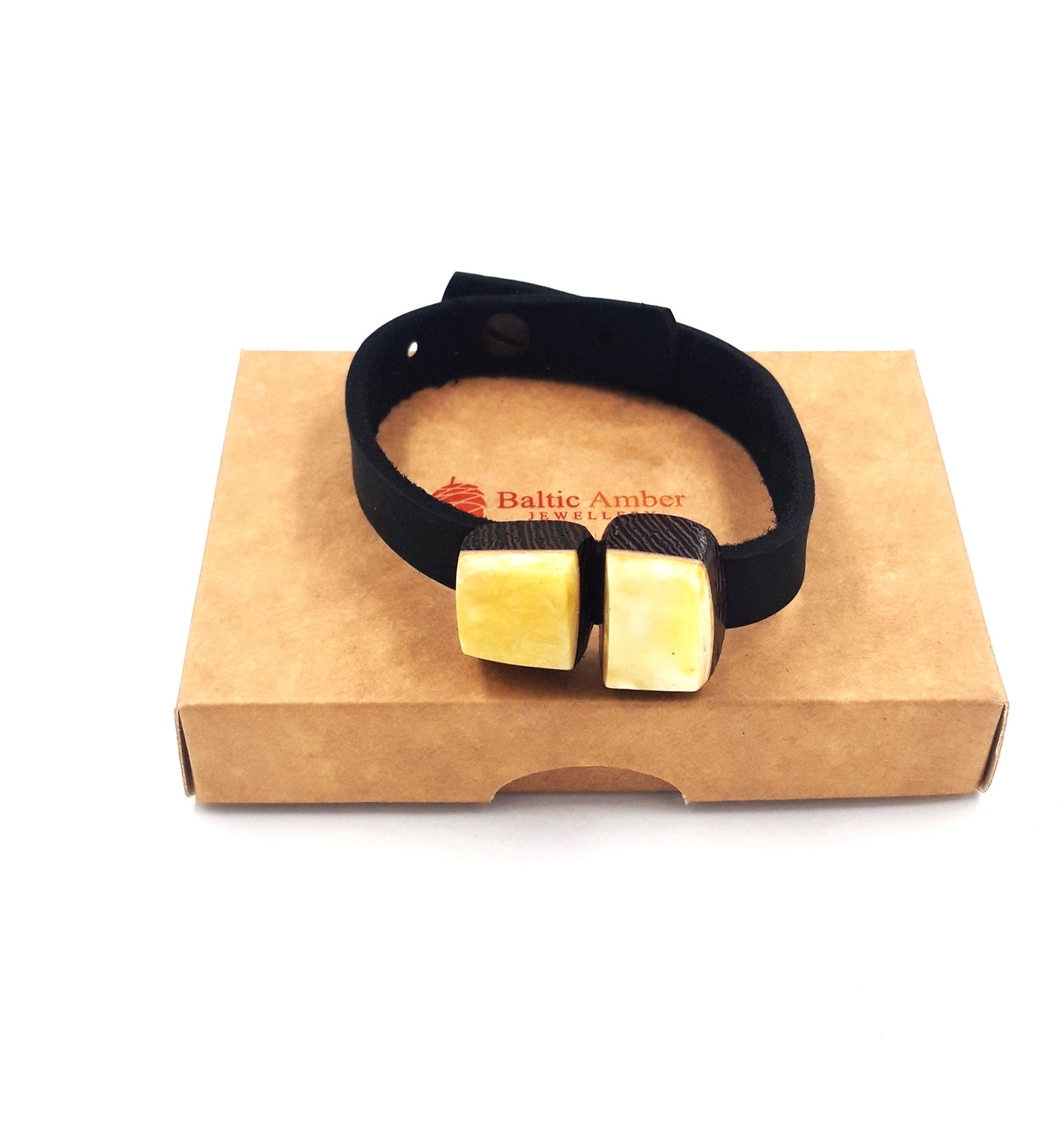 Baltic amber bracelet with leather for adult