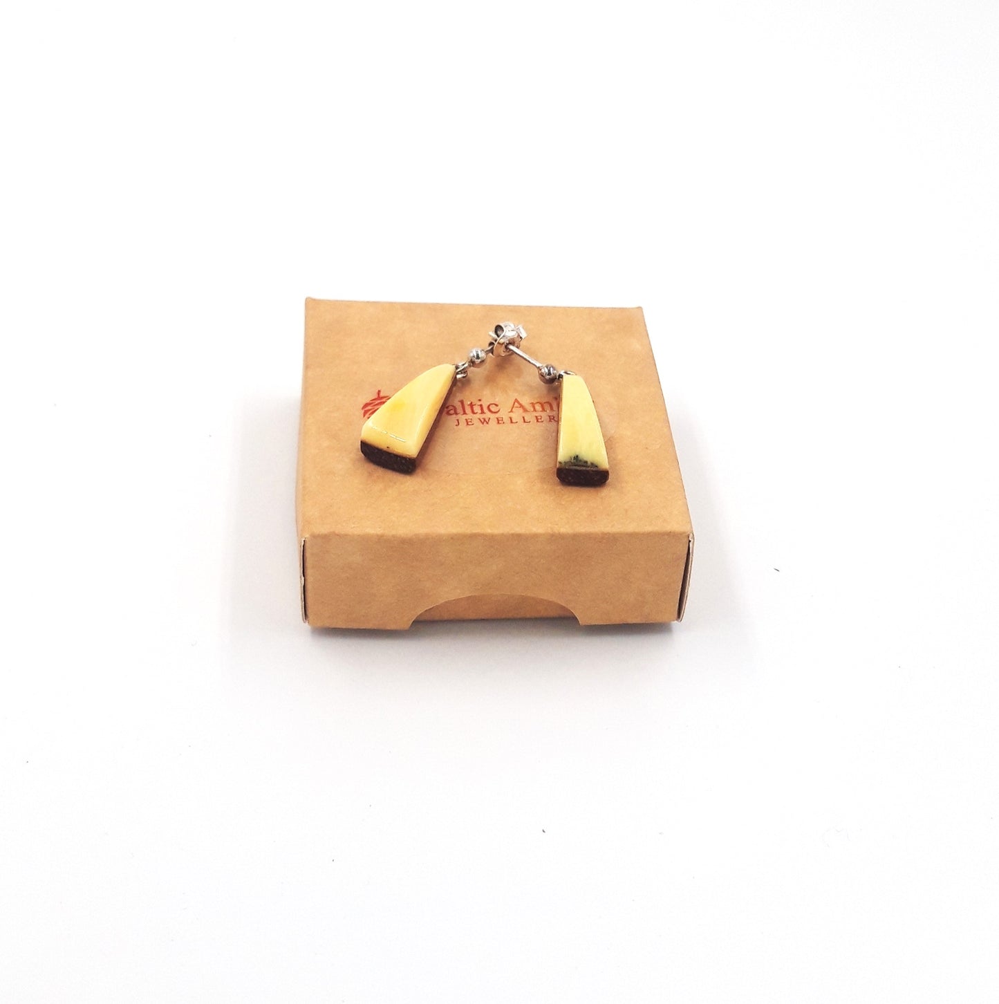 Earrings made of Baltic amber and wood