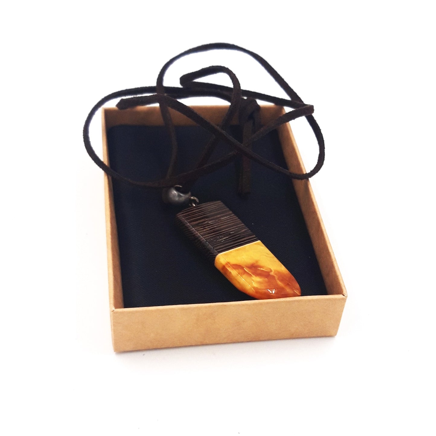 Baltic amber pendant with wood