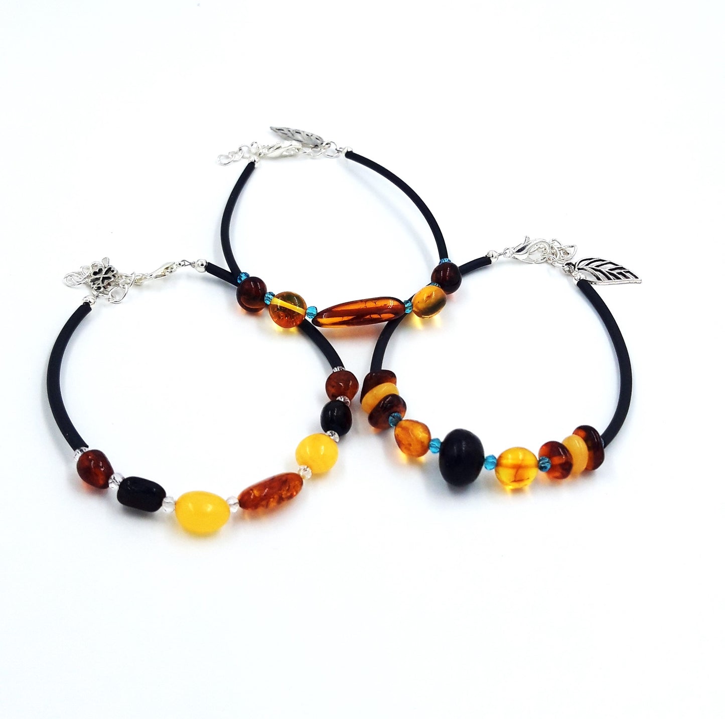 Bracelet set for adults with Baltic amber(3 units)