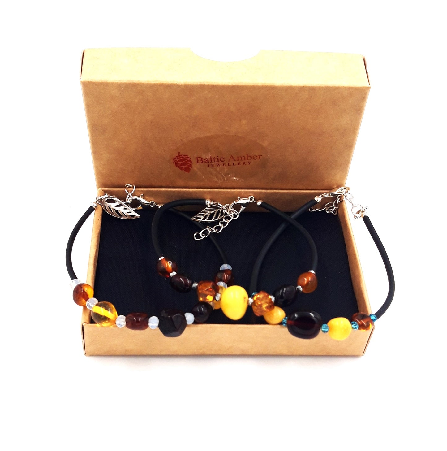 Bracelet set for adults with Baltic amber(3 units)