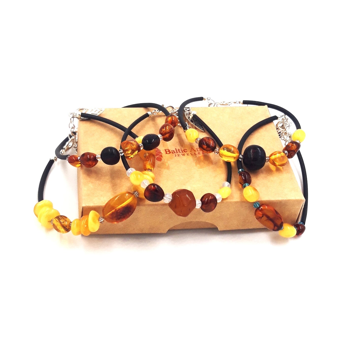 Bracelet set for adults with Baltic amber(5 units)