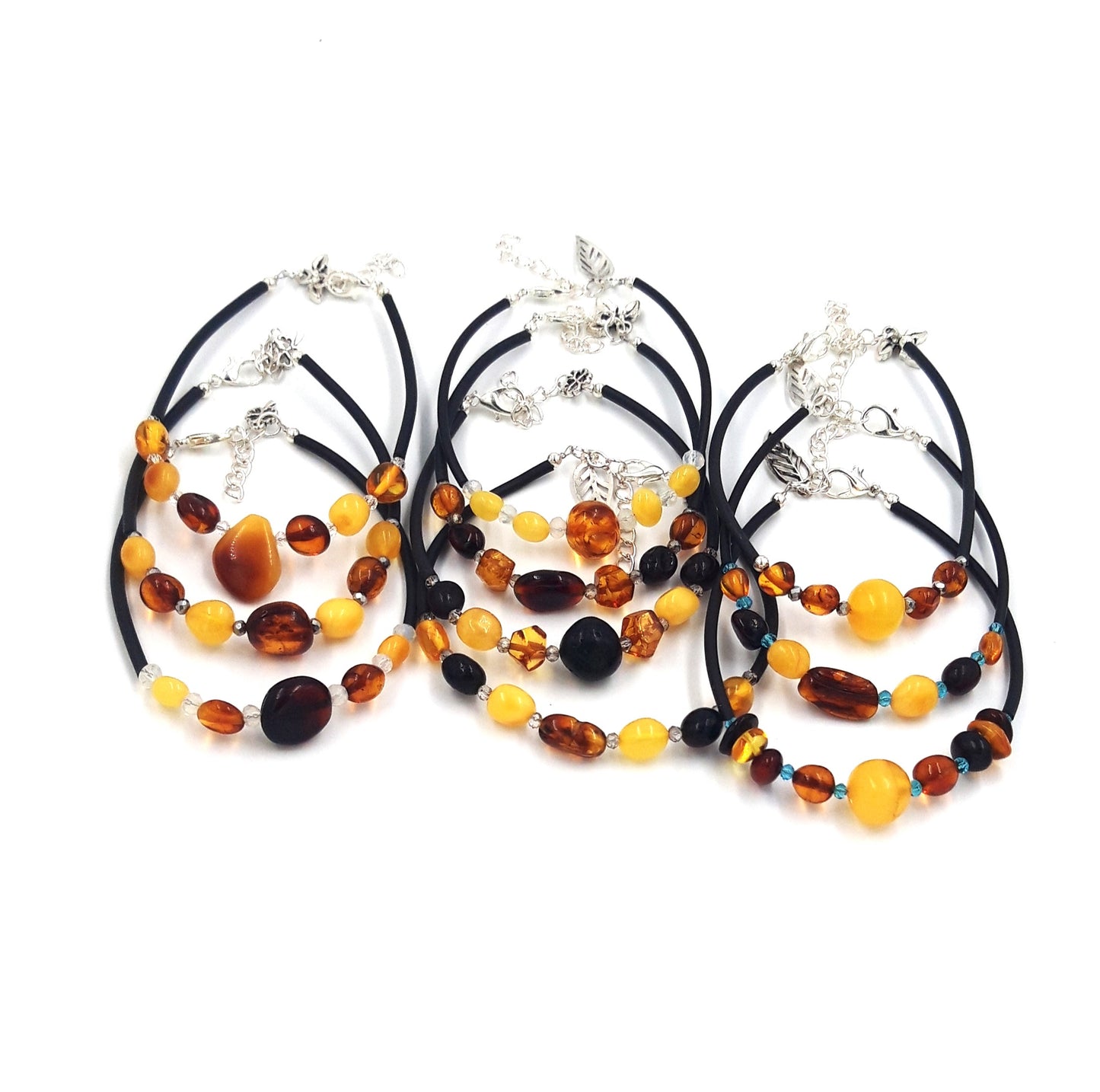 Bracelet set for adults with Baltic amber(10 units)
