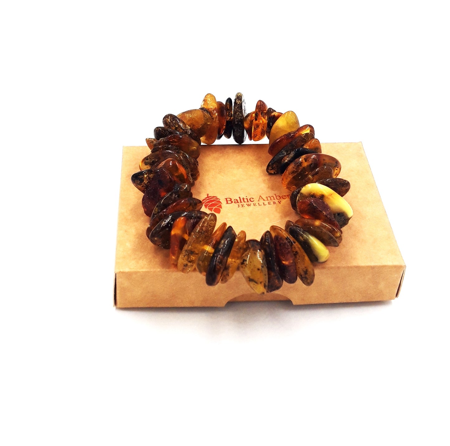Massive Baltic amber bracelet on elastic for adults